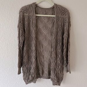 SHEIN Brown Open Knit Cardigan Sweater